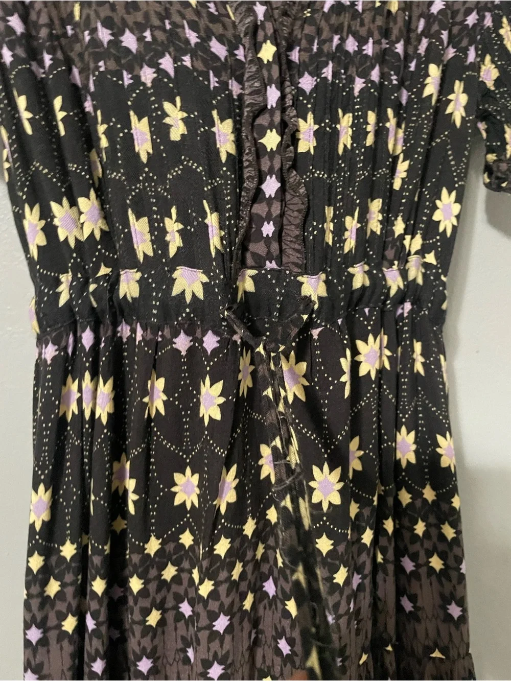 Free People Rare Feelings Midi Dress Cocoa Combo Dress Black Cottagecore Boho M